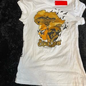 White With A Gold “Black Queen” T-Shirt